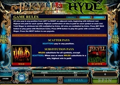 Jekyll And Hyde MICROGAMING PG สล็อต