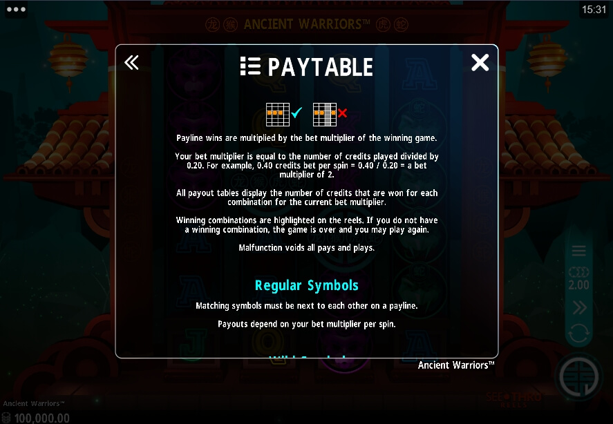 Ancient Warriors MICROGAMING Slot PG