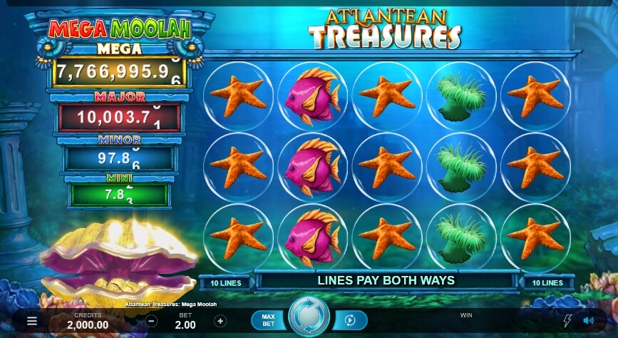 Atlantean Treasures Mega Moolah MICROGAMING PG Slot เครดิตฟรี