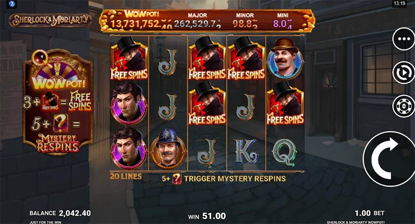 Sherlock and Moriarty Microgaming PG168 Slot
